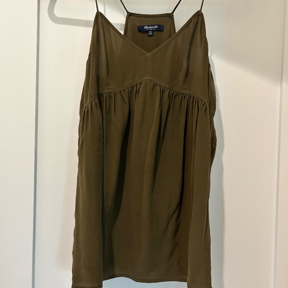 Madewell Silk Swing Cami (Dark Olive) - Picture 2 of 3